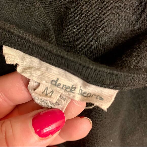 Derek Heart Black Knit Bodycon Mini Dress M Pleated Sleeve Whimsigoth Coquette - Picture 7 of 8